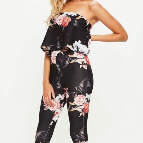 Floral strapless jumpsuit NWT US 2 - Picture 2 of 2